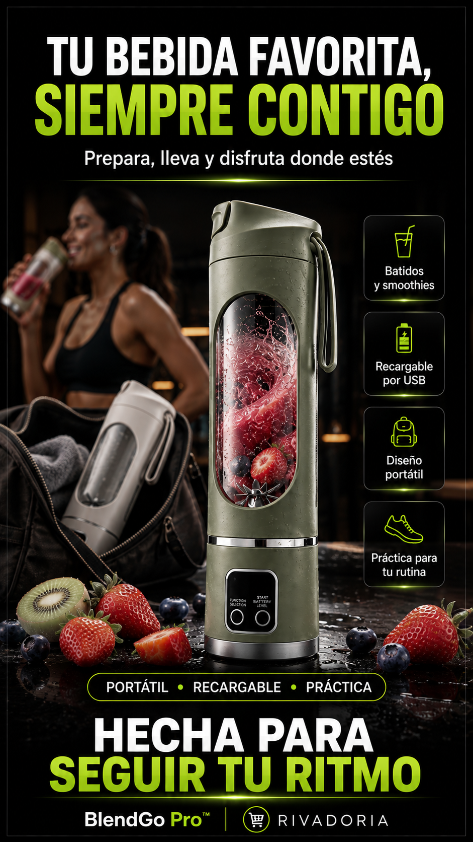 BlendGo Pro™ – Licuadora Portátil Recargable