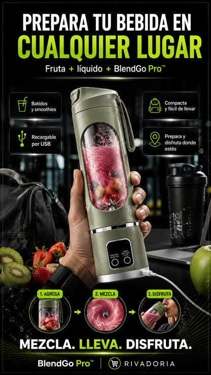 BlendGo Pro™ – Licuadora Portátil Recargable