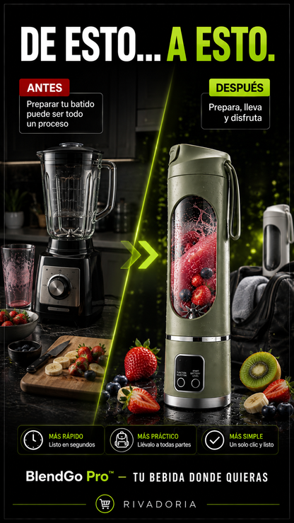 BlendGo Pro™ – Licuadora Portátil Recargable
