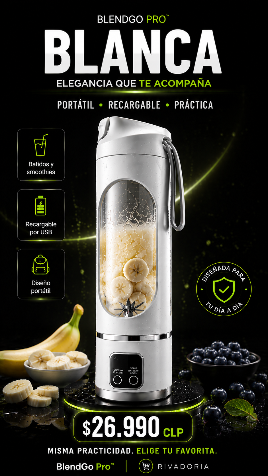 BlendGo Pro™ – Licuadora Portátil Recargable