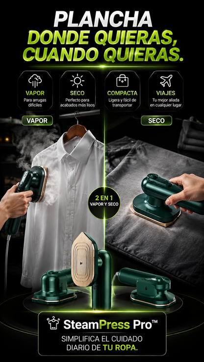 SteamPress Pro™- Plancha Portátil Premium con Vapor