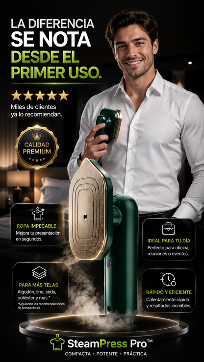SteamPress Pro™- Plancha Portátil Premium con Vapor